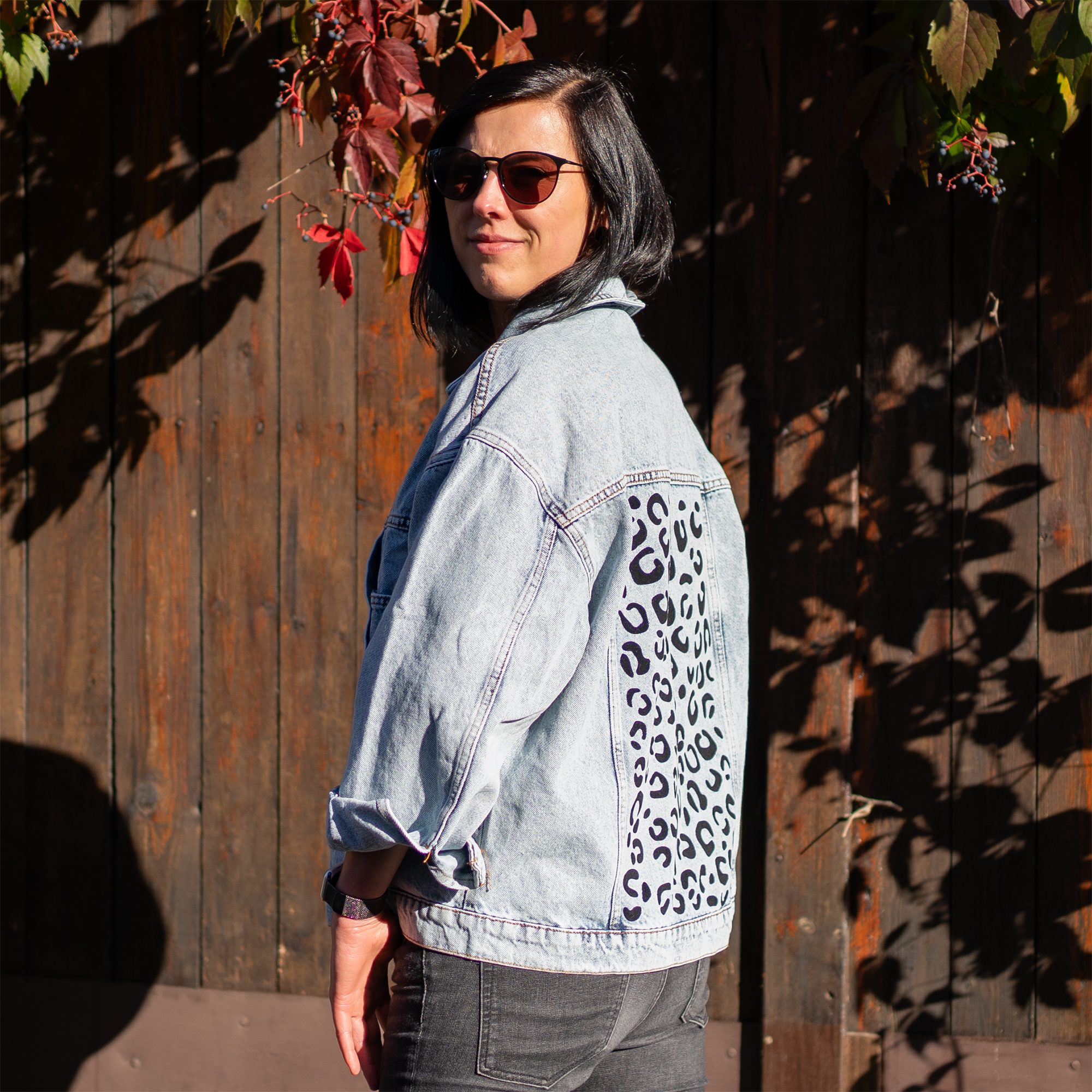 Jeansjacke Leomuster