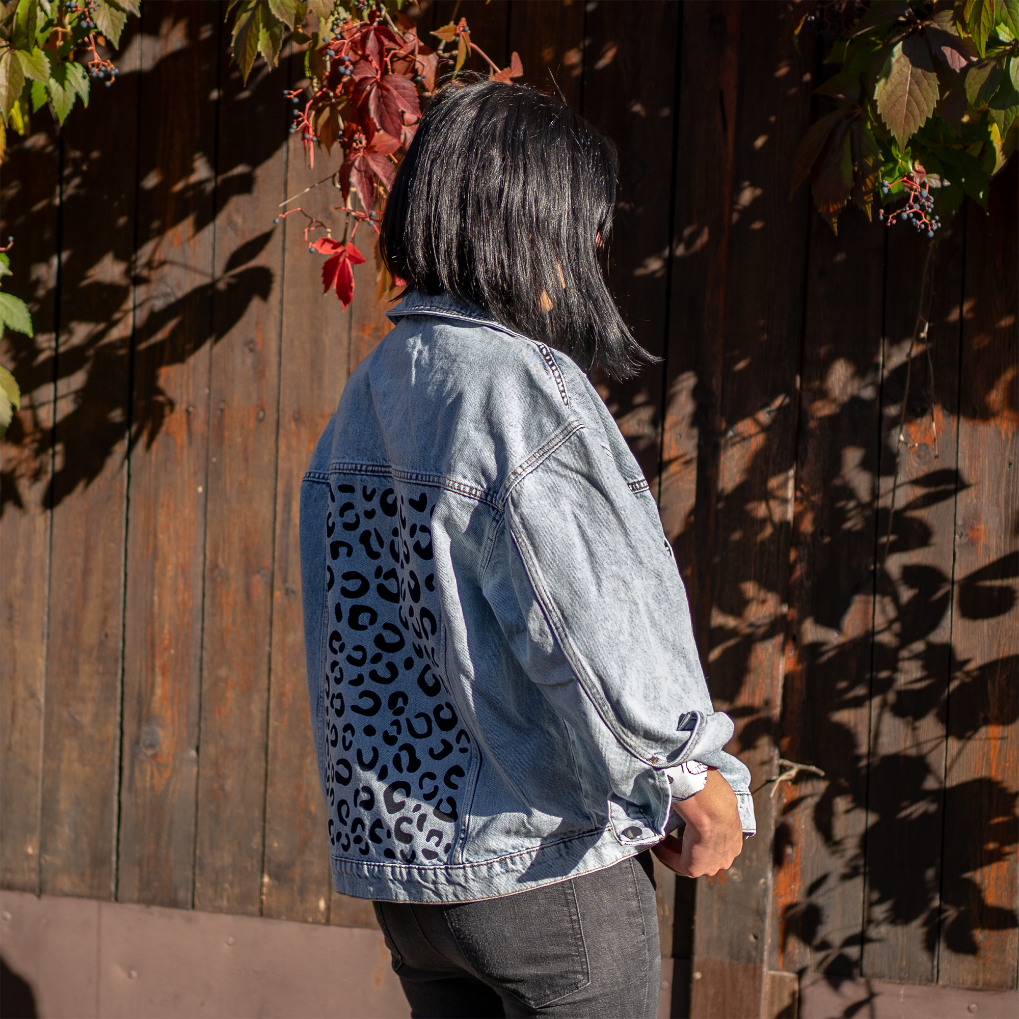 Jeansjacke Leomuster